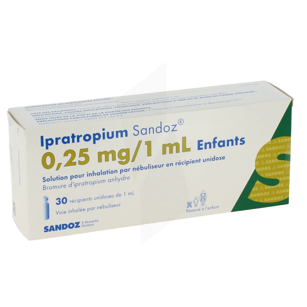 Ipratropium Sandoz 0,25 Mg/1 Ml Enfants, Solution Pour Inhalation Par Nébuliseur En Récipient Unidose