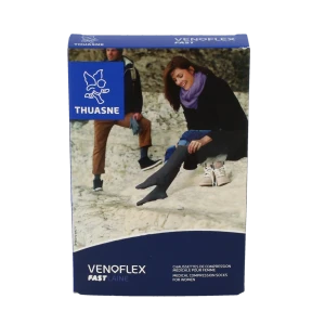 Thuasne Venoflex Fast 2 Chaussette Laine Femme Torsades Anthracite T3n