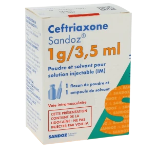 Ceftriaxone Sandoz 1 G/3,5 Ml, Poudre Et Solvant Pour Solution Injectable (im)