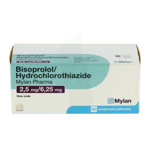 Bisoprolol/hydrochlorothiazide Viatris 2,5 Mg/6,25 Mg, Comprimé Pelliculé