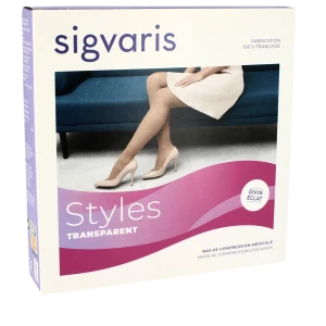 Sigvaris Essentiel Semi-transparent Bas Auto-fixants  Femme Classe 1 Dune Large Normal