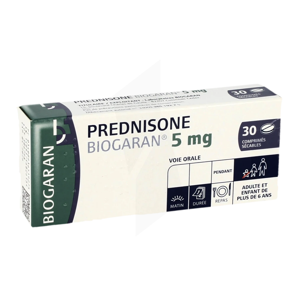 Prednisone Biogaran 5 Mg, Comprimé Sécable