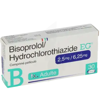 Bisoprolol/hydrochlorothiazide Eg 2,5 Mg/6,25 Mg, Comprimé Pelliculé à LIVRON-SUR-DROME