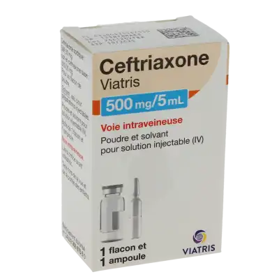 Ceftriaxone Viatris 500 Mg/5 Ml, Poudre Et Solvant Pour Solution Injectable (iv) à Osny