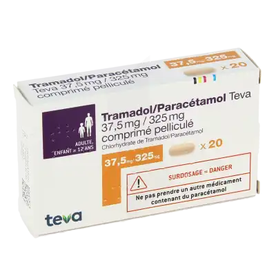 Tramadol/paracetamol Teva 37.5 Mg/325 Mg, Comprimé Pelliculé à Bassens