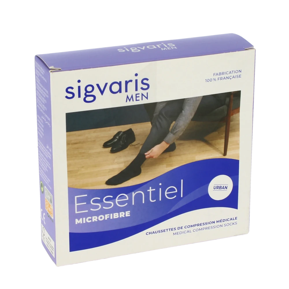 Sigvaris Essentiel Microfibre Chaussettes  Homme Classe 2 Gris Anthracite X Large Normal