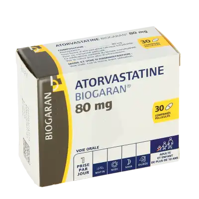 Atorvastatine Biogaran 80 Mg, Comprimé Pelliculé à TOULON