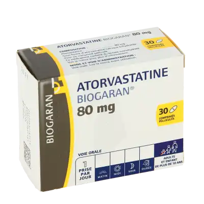 ATORVASTATINE BIOGARAN 80 mg, comprimé pelliculé