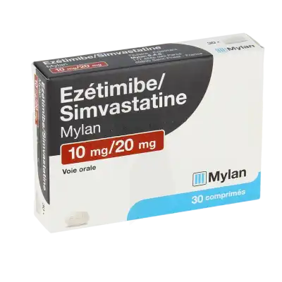 Ezetimibe/simvastatine Viatris 10 Mg/20 Mg, Comprimé à Paris