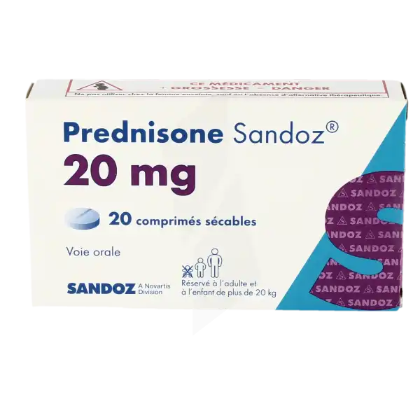 Prednisone Sandoz 20 Mg, Comprimé Sécable