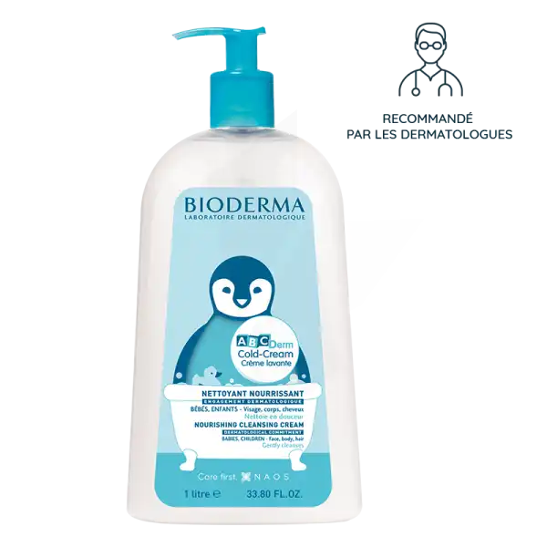 Bioderma Abcderm Cold-cream Lavante Crème Lavante Nourrissante Pour Bébé 1l