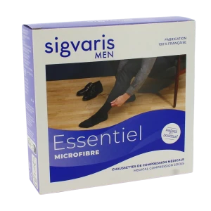 Sigvaris Essentiel Microfibre Chaussettes  Homme Classe 2 Noir Large Normal