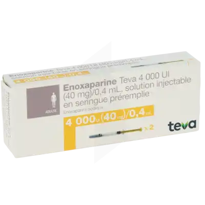 Enoxaparine Teva 4000 Ui (40 Mg)/0,4 Ml, Solution Injectable En Seringue Préremplie à POITIERS