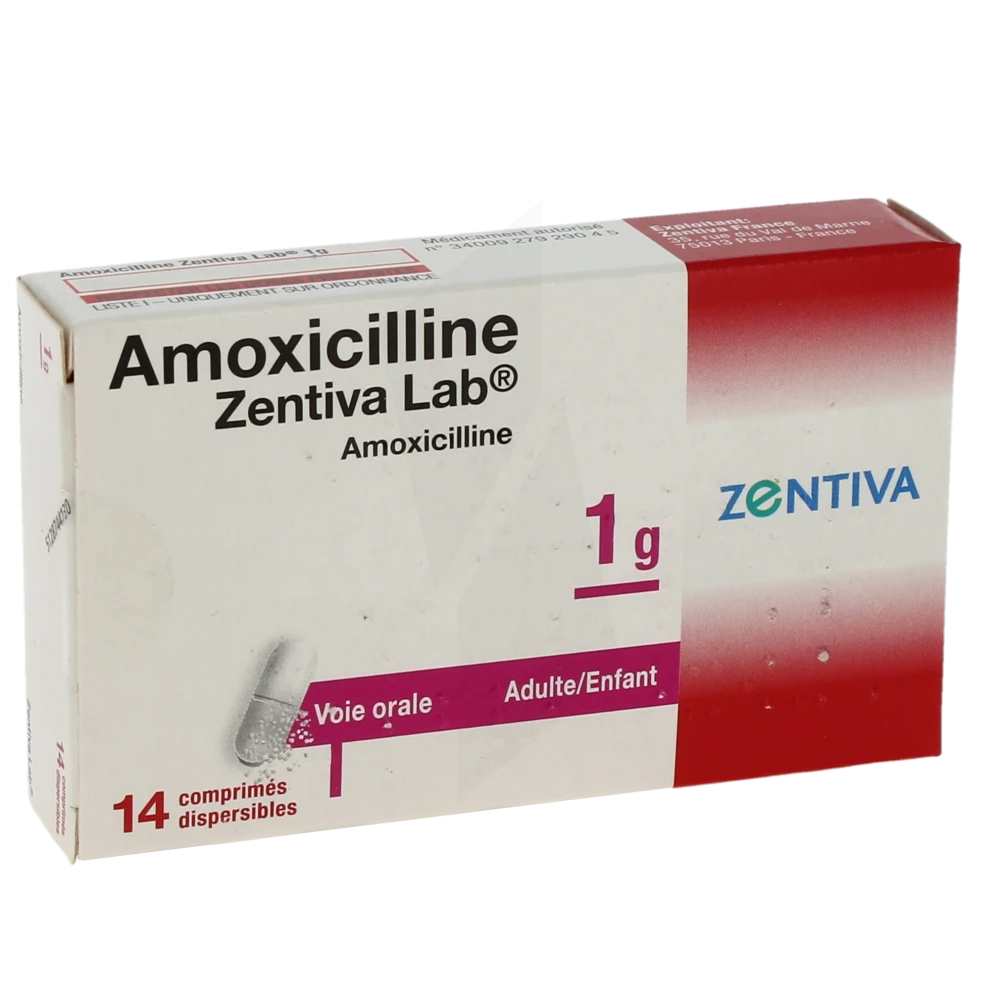 Amoxicilline Zentiva Lab 1 G, Comprimé Dispersible