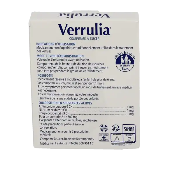 Verrulia, Comprimé à Sucer