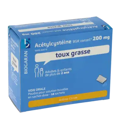 Acetylcysteine Bgr Conseil 200 Mg Sans Sucre, Poudre Pour Solution Buvable En Sachet-dose à MONSWILLER