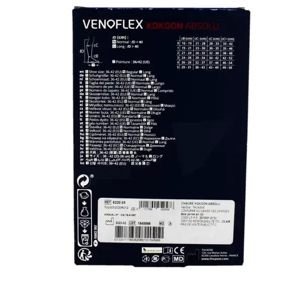 Venoflex Kokoon Absolu 2 Chaussette Femme Losange Noir T2n