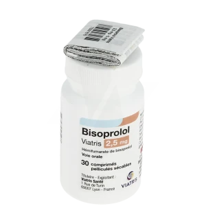 Bisoprolol Viatris 2,5 Mg, Comprimé Pelliculé Sécable