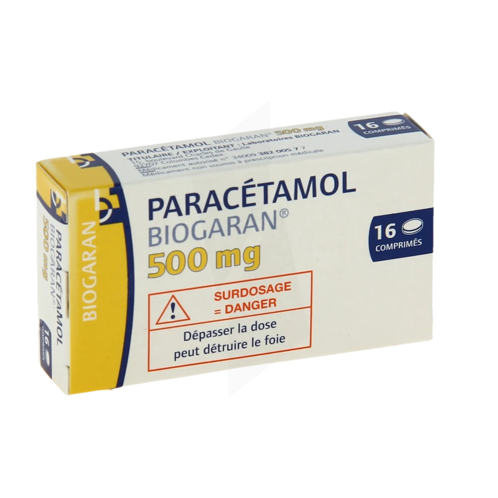 Paracetamol Biogaran 500 Mg, Comprimé Plq/16