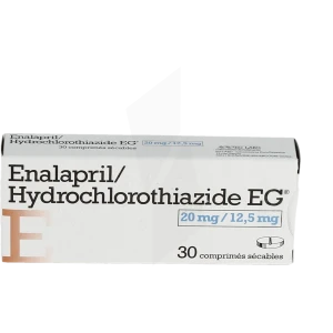 Enalapril/hydrochlorothiazide Eg 20 Mg/12,5 Mg, Comprimé Sécable