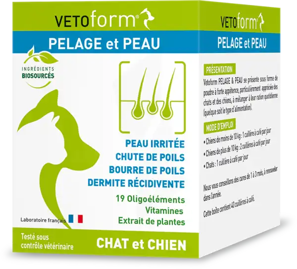 Vetoform Complement Alimentaire Pelage Et Peau Chien Et Chat Pot 100 G