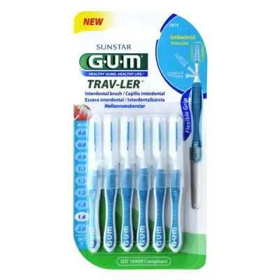 Gum Travler Brossettes Inter-dentaires Bleu 1,6mm B/6 à QUINCAMPOIX