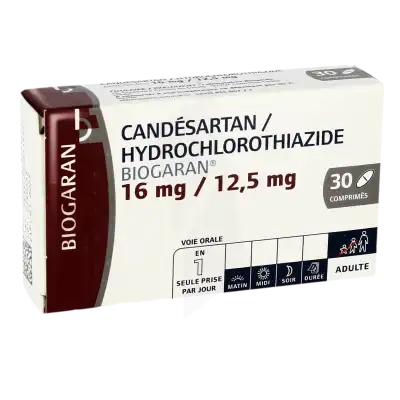 Candesartan/hydrochlorothiazide Biogaran 16 Mg/12,5 Mg, Comprimé à Bordeaux