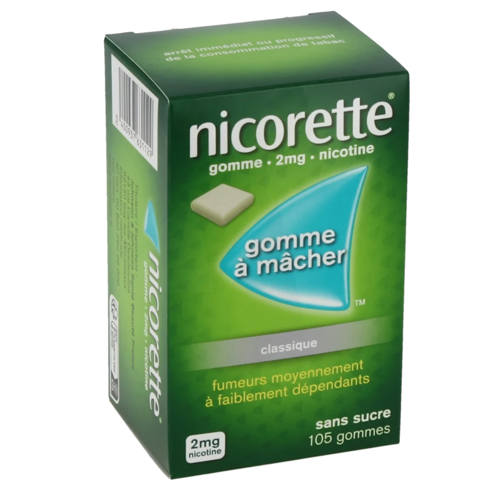 Nicorette 2 Mg Sans Sucre, Gomme à Mâcher Médicamenteuse édulcorée Au Sorbitol