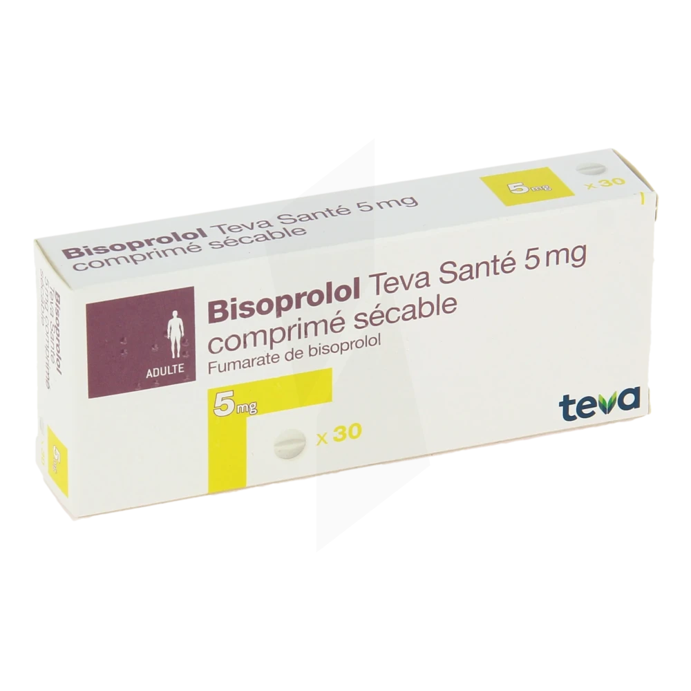 Bisoprolol Teva Sante 5 Mg, Comprimé Sécable