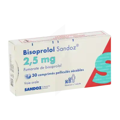 BISOPROLOL SANDOZ 2,5 mg, comprimé pelliculé sécable