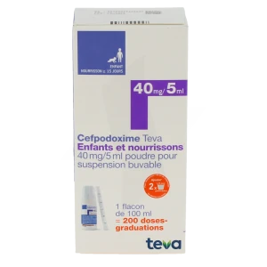 Cefpodoxime Teva Enfants Et Nourrissons 40 Mg/ 5 Ml, Poudre Pour Suspension Buvable