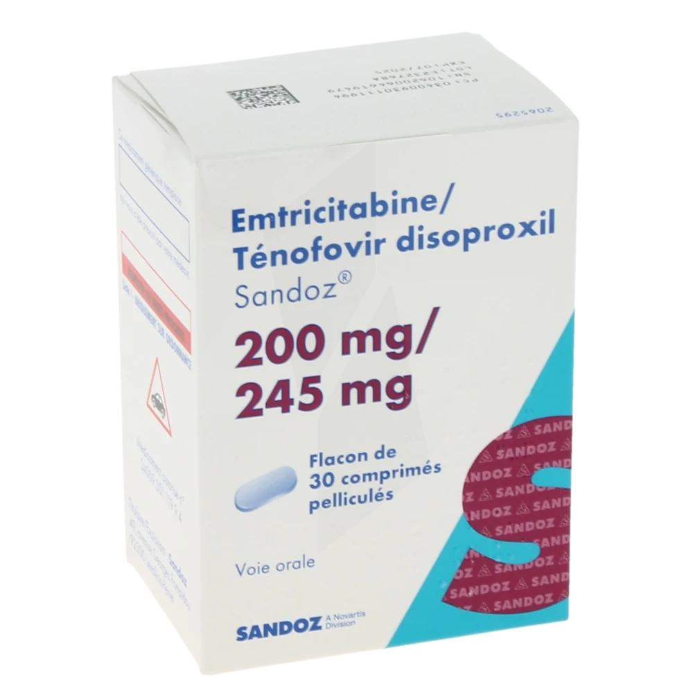 Emtricitabine/tenofovir Disoproxil Sandoz 200 Mg/245 Mg, Comprimé Pelliculé