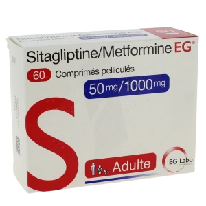 Sitagliptine/metformine Eg 50 Mg/1000 Mg, Comprimé Pelliculé