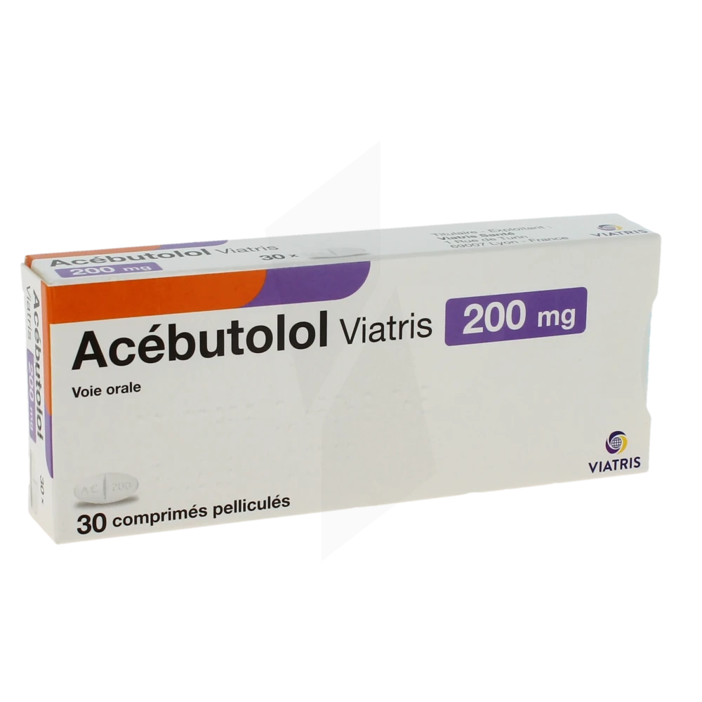 Acebutolol Viatris 200 Mg, Comprimé Pelliculé