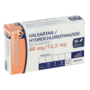 Valsartan Hydrochlorothiazide Biogaran 80 Mg/12,5 Mg, Comprimé Pelliculé