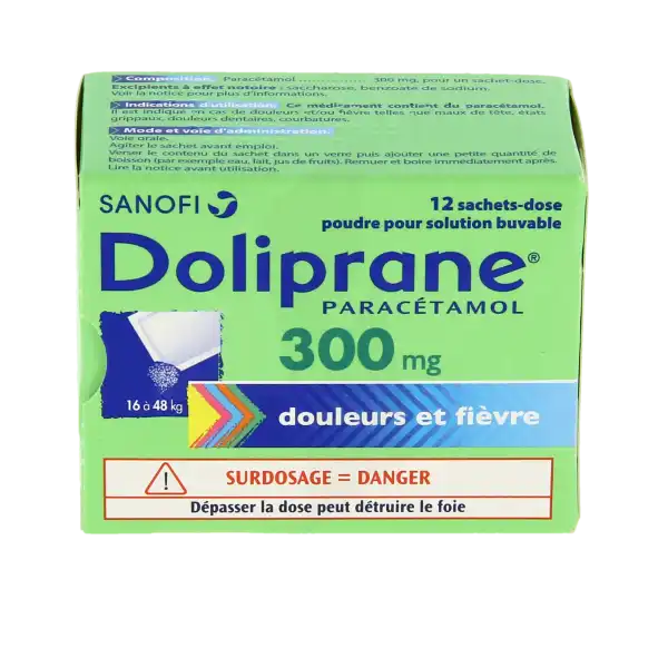 Doliprane 300 Mg Poudre Pour Solution Buvable En Sachet-dose B/12