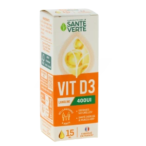 Santé Verte Vitamine D3 400 Ui Solution Buvable Flacon Compte-gouttes De 15 Ml