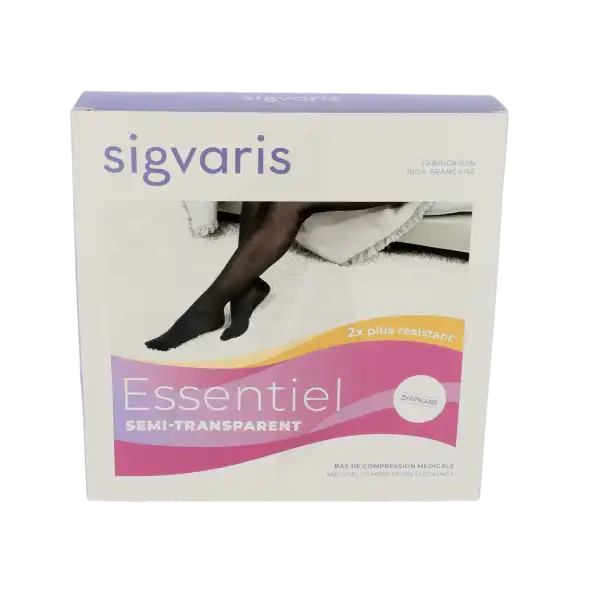 Sigvaris Essentiel Semi-transparent Bas Auto-fixants  Femme Classe 2 Noir Small Normal