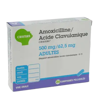 Amoxicilline/acide Clavulanique Cristers 500 Mg/62,5 Mg Adultes, Comprimé Pelliculé (rapport Amoxicilline/acide Clavulanique : 8/1) à CHAMPAGNOLE