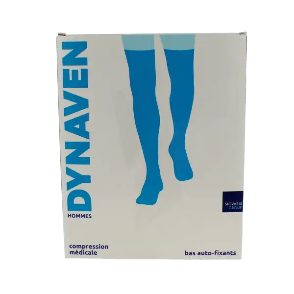 Sigvaris Dynaven Semi-opaque Fin Bas Auto-fixants Pied Ouvert Classe 2 Homme Noir Normal M