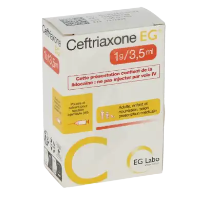 Ceftriaxone Eg 1 G/3,5 Ml, Poudre Et Solvant Pour Solution Injectable (im) à NOROY-LE-BOURG