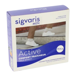 Sigvaris Active Confort FraÎcheur Chaussettes  Homme Classe 2 Écru Large Long