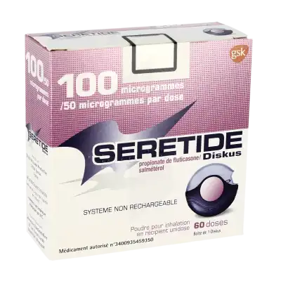 Seretide Diskus 100 Microgrammes/50 Microgrammes/dose, Poudre Pour Inhalation En Récipient Unidose à CHAMPAGNOLE
