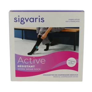 Sigvaris Active Résistant Chaussette Classe 2 Femme Noir/bleu Normal S