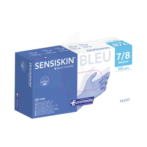 Sensiskin Gants D'examen Non Poudrés Nitrile Bleu Taille M 7/8 B/100