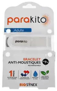 Parakito Color Bracelet Rechargeable Anti-moustique Adulte Blanc B/2 à Paris
