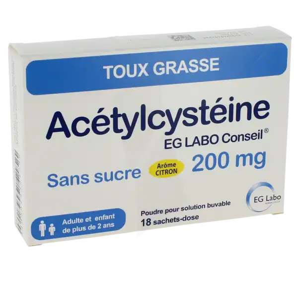 Acetylcysteine Eg Labo Conseil 200 Mg Sans Sucre, Poudre Pour Solution Buvable En Sachet-dose