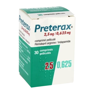 Preterax 2,5 Mg/0,625 Mg, Comprimé Pelliculé