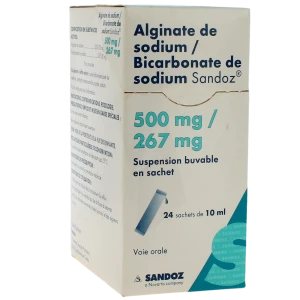 Alginate De Sodium/bicarbonate De Sodium Sandoz 500 Mg/267 Mg, Suspension Buvable En Sachet