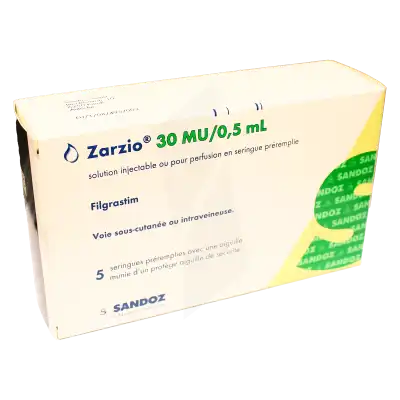 ZARZIO 30 MU/0,5 mL, solution injectable ou pour perfusion en seringue pré-remplie